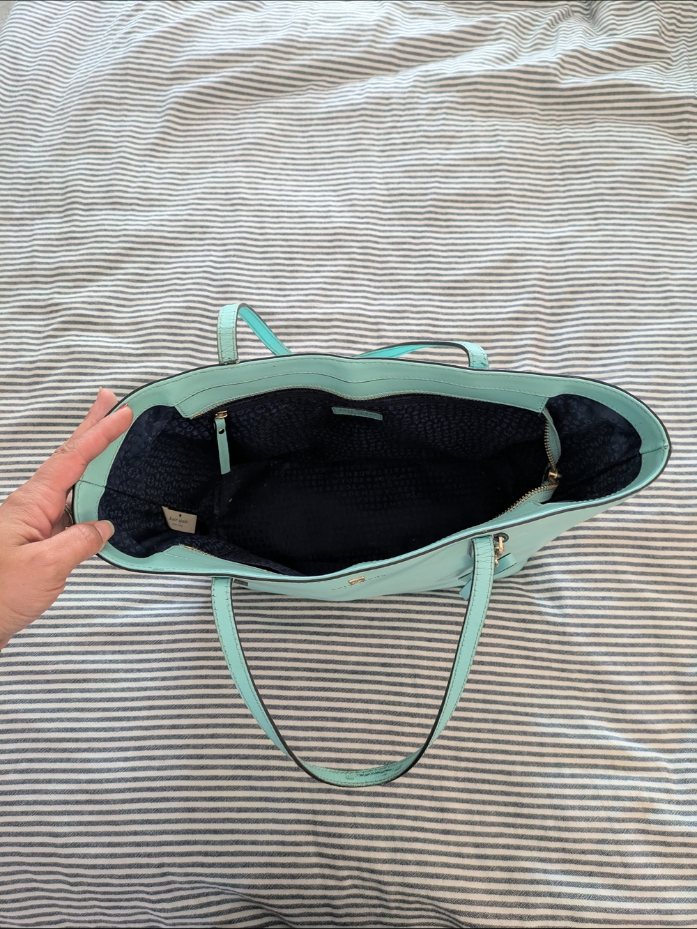Kate Spade Teal Leather Tote - Picture 9 of 12